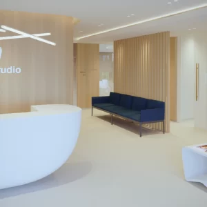 receptie si zona interactiva - clinica de ortodontie - amenajare interior