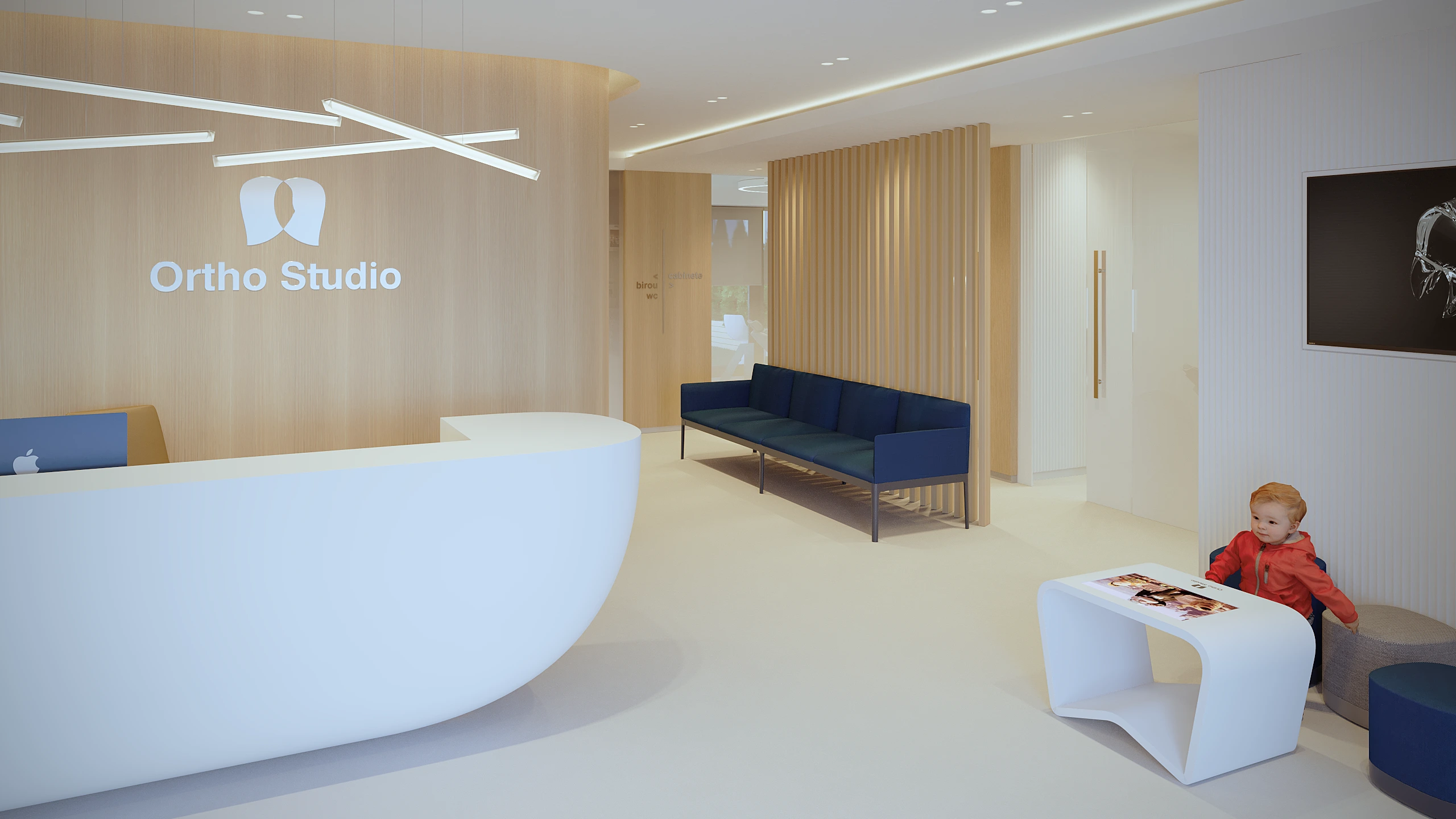 receptie si zona interactiva - clinica de ortodontie - amenajare interior