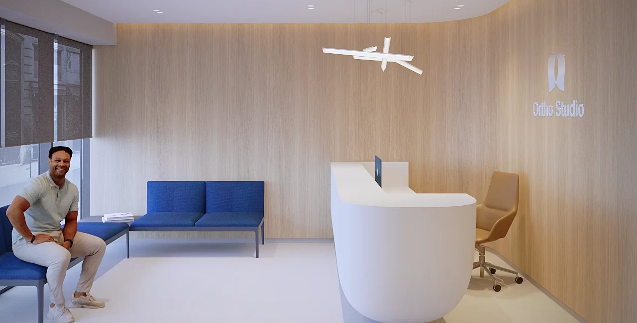 receptie si zona interactiva - clinica de ortodontie - amenajare interior