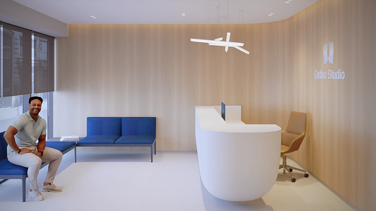 receptie si zona interactiva - clinica de ortodontie - amenajare interior